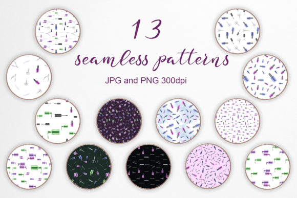 13 Seamless Patterns with Nail Polish